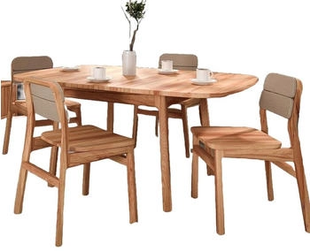 Natur24 Esstisch Swig aus Kernbuche massiv geölt 90x140 Ausziehbar auf 180 cm Holzbeine