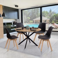 Idmarket - Runder Esstisch Alix 6 Personen Spinnenfu&szlig; Holz Und Schwarz 110 Cm