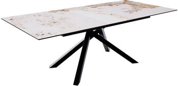 DeLife Esstisch Edge 180-220x100 Keramik Minas melange weiß-beige (37952)