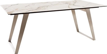 DeLife Esstisch Edge 200x100 Keramik Calacatta Luxe weiß-gold-grau (37849)