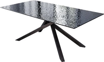 DeLife Esstisch Edge 200x100 Reliefglas 3D-Design rauchschwarz (37877)