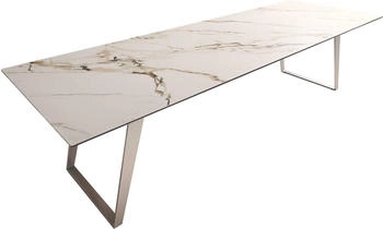 DeLife Esstisch Edge 300x100 Keramik Calacatta Luxe weiß-gold-grau (37889)