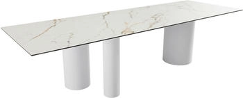 DeLife Esstisch Edge 300x100 Keramik Calacatta Luxe weiß-gold-grau (38304)