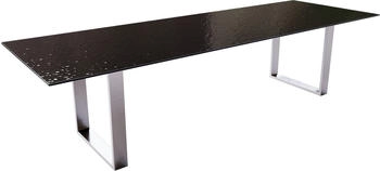 DeLife Esstisch Edge 300x100 Reliefglas 3D-Design rauchschwarz (37910)