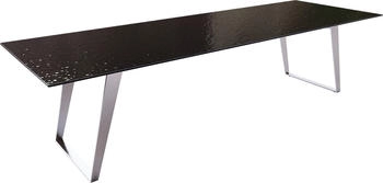 DeLife Esstisch Edge 300x100 Reliefglas 3D-Design rauchschwarz (37909)