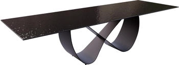 DeLife Esstisch Edge 300x100 Reliefglas 3D-Design rauchschwarz (38111)