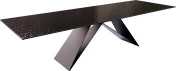 DeLife Esstisch Edge 300x100 Reliefglas 3D-Design rauchschwarz (37915)