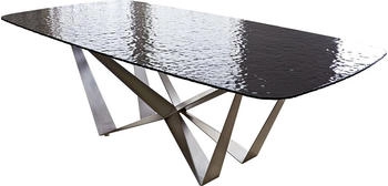 DeLife Esstisch Edge Boot 240x120 Reliefglas 3D-Design rauchschwarz (38025)