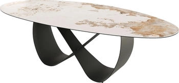 DeLife Esstisch Edge Oval 280x130 Keramik Minas melange weiß-beige (38118)