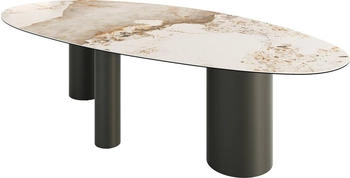 DeLife Esstisch Edge Oval 280x130 Keramik Minas melange weiß-beige (38121)