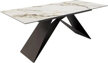 DeLife Esstisch Edge 180-220x100 Keramik Calacatta Luxe weiß-gold-grau (37949)