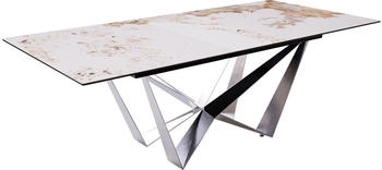 DeLife Esstisch Edge 180-220x100 Keramik Minas melange weiß-beige (38047)