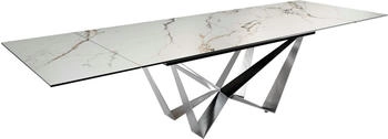 DeLife Esstisch Edge 200-300x100 Keramik Calacatta Luxe weiß-gold-grau (38050)