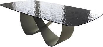 DeLife Esstisch Edge Boot 240x120 Reliefglas 3D-Design rauchschwarz (38117)