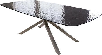 DeLife Esstisch Edge Boot 240x120 Reliefglas 3D-Design rauchschwarz (38027)