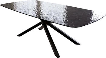 DeLife Esstisch Edge Boot 240x120 Reliefglas 3D-Design rauchschwarz (38026)