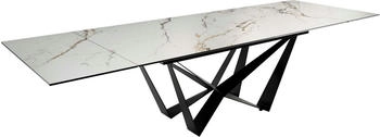 DeLife Esstisch Edge 200-300x100 Keramik Calacatta Luxe weiß-gold-grau (38038)