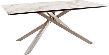 DeLife Esstisch Edge 200x100 Keramik Calacatta Luxe weiß-gold-grau (37854)