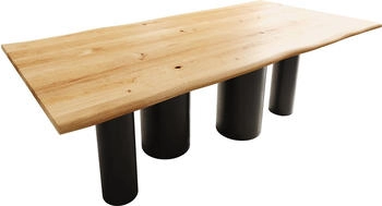 DeLife Esstisch Edge 200x100x2,5-3 Eiche Natur schwarz (38905)