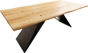 DeLife Esstisch Edge 200x100x2,5-3 Eiche Natur schwarz (33217)