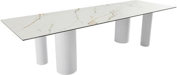 DeLife Esstisch Edge 300x100 Keramik Calacatta Luxe weiß-gold-grau (38306)