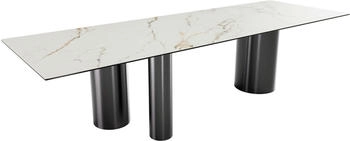 DeLife Esstisch Edge 300x100 Keramik Calacatta Luxe weiß-gold-grau/graphit (38305)