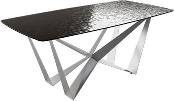 DeLife Esstisch Edge Boot 200x100 Reliefglas 3D-Design rauchschwarz (37938)