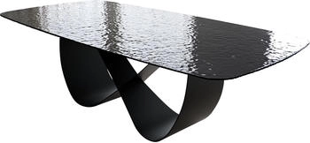 DeLife Esstisch Edge Boot 240x120 Reliefglas 3D-Design rauchschwarz (38113)