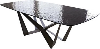 DeLife Esstisch Edge Boot 240x120 Reliefglas 3D-Design rauchschwarz (38024)