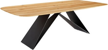 DeLife Esstisch Edge Boot 240x120x2,5-3 Eiche Natur schwarz (38910)
