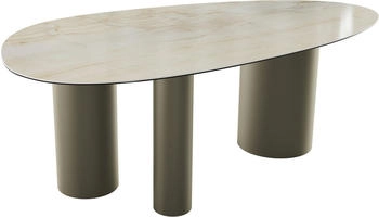 DeLife Esstisch Edge Oval 220x120 Keramik Iris FMG effektfinish titan (38782)