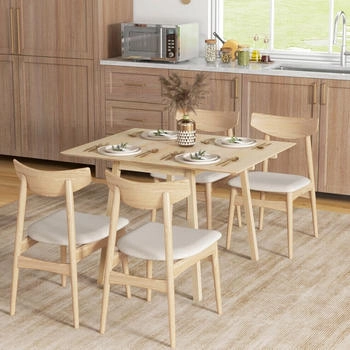 HomCom Extendable Folding Drop Leaf Dining Table