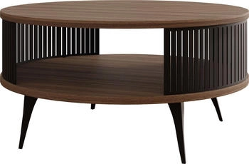Mirjan24 Roenni Kaffeetisch Modern Design Sofatisch Stilvoll Wohnzimmer Schwarz Franklin Tobacco Walnuss 75 cm X 44 cm X 75 cm