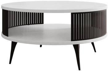 Mirjan24 Roenni Kaffeetisch Modern Design Sofatisch Stilvoll Wohnzimmer Schwarz Arktisches Weiß 75 cm X 44 cm X 75 cm