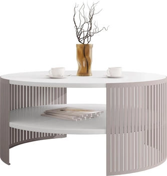 Mirjan24 Fikoli Cashmere Sofatisch Modern Design Kaffeetisch Wohnzimmer Stilvoll Cashmere Arktisches Weiß