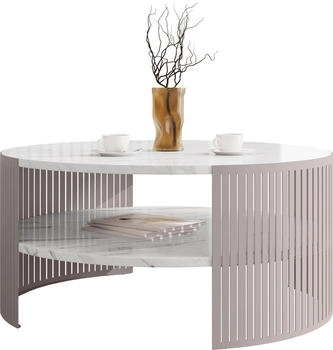 Mirjan24 Fikoli Cashmere Sofatisch Modern Design Kaffeetisch Wohnzimmer Stilvoll Cashmere Bianco Marmor
