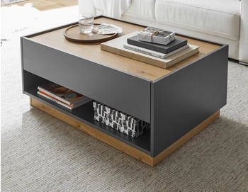 Furn.Design Wohnzimmer Tisch Eiche grau Schublade Stauraum Beistell 90 cm Center grau