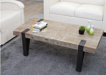 Mendler HWC A15b Wohnzimmertisch Tanne Holz rustikal massiv MVG 40x120x60cm