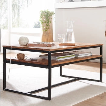 Finebuy 100x60x45 cm Holz Massiv Wohnzimmertisch Modern Sofatisch
