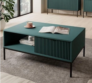 Bettso Kaffetisch für Wohnzimmer NOVA L104 Grün Schwarzrahme Schwarzgriffe 104 cm X 46 cm X 68 cm