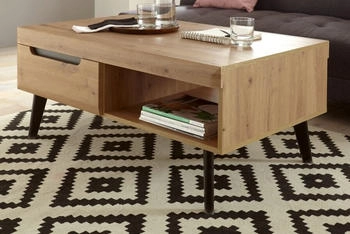 Furn.Design Eiche Artisan schwarz Wohnzimmer Tisch 2 x Schublade Stauraum 107cm Ronson