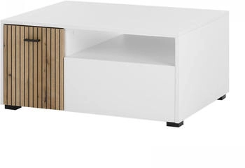 Furn.Design Wohnzimmer Tisch weiß matt Eiche Stauraum Soft Close Merced weiß matt