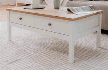 Furn.Design Wohnzimmer weiß Eiche Artisan Sofatisch + Schubladen Vestland 110 cm weiß