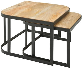 Wohnling Set Massivholz Wohnzimmertisch 2 teilig Hellbraun Satztisch