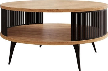Mirjan24 Roenni Kaffeetisch Modern Design Sofatisch Stilvoll Wohnzimmer Schwarz Eiche Craft Gold 75 cm X 44 cm X 75 cm