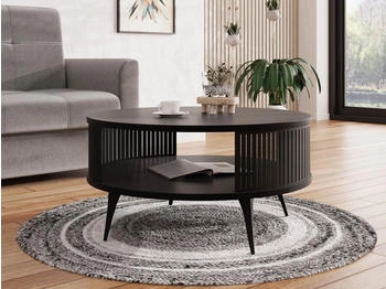 Mirjan24 Roenni Kaffeetisch Modern Design Sofatisch Stilvoll Wohnzimmer Schwarz Schwarz Molet 75 cm X 44 cm X 75 cm