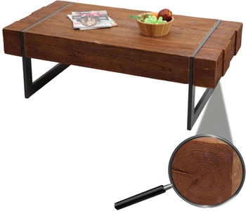 Mendler HWC A15a Wohnzimmertisch Tanne Holz rustikal massiv MVG 40x120x60cm