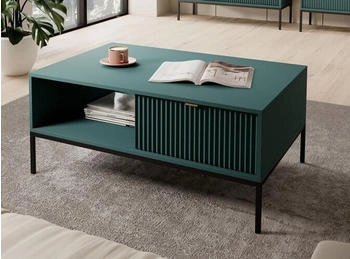 Bettso Kaffetisch für Wohnzimmer NOVA L104 Grün Schwarzrahmen Goldgriffe 104 cm X 46 cm X 68 cm