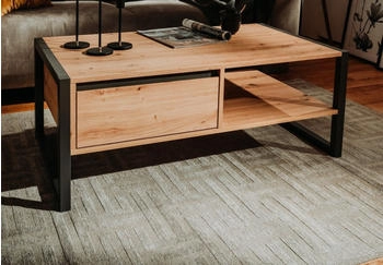 Furn.Design Wohnzimmer Tisch Eiche Artisan Industrial Schublade Stauraum 100 cm Malta
