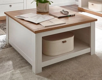 Furn.Design Hemsby weiß Pinie und Eiche Wotan Landhaus + Truhe 95x95